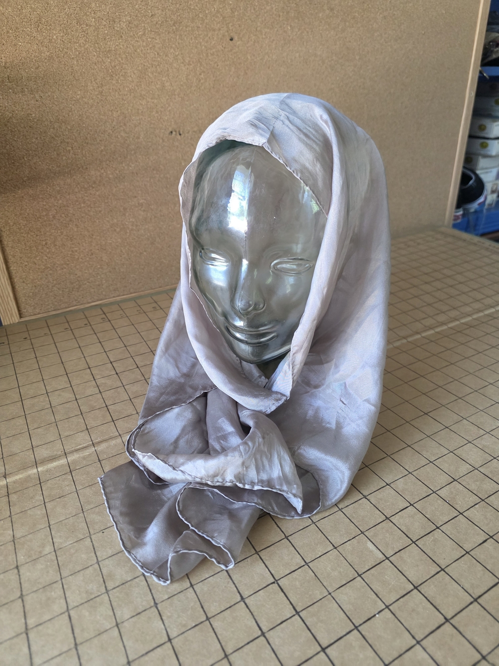 Vana Square Scarf  29”  Lightweight Silky Wrap  Neutral Minimalist